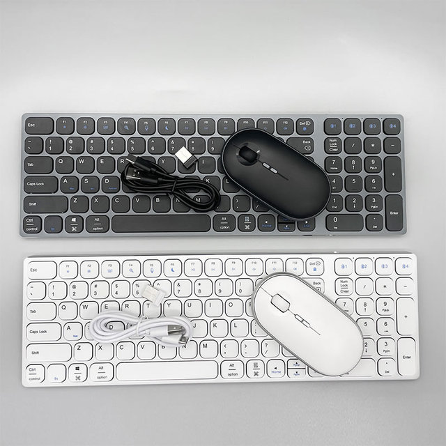 High Quality Slim Aluminum Alloy Gaming Scissor Keys 2.4G BT Wireless Keyboard Mouse Combo Portable Rechargeable Ergonomic