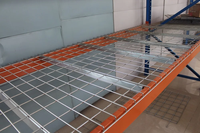 Grille de rangement industrielle en treillis métallique en acier doux thermolaqué, type évasé, pour rayonnages de palettes, protection contre la corrosion, stockage en entrepôt