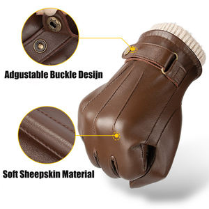 ถุงมือลำลองฤดูหนาวแบบใหม่ บุด้วยหนังแกะและขนแกะ ให้ความอบอุ่น - Product Image 5