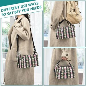 Sac isotherme pour déjeuner style Hawaï, imprimé personnalisé, sac de rangement alimentaire réutilisable, motif Anthurium rose et blanc avec boucle - Product Image 5