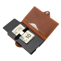 Dompet Kartu Kredit Tipis Casekey Custom RFID NFC Protection Pop up Slim Cartera Para Hombre Minimalis Dengan Kantong Resleting
