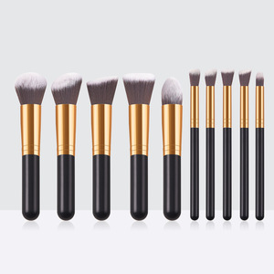 Juego de 10 Brochas de Maquillaje de Plástico Negro con Mango, 5 Grandes y 5 Pequeñas, para Bálsamo Labial y Rostro, Venta al por Mayor de Fábrica - Product Image 2
