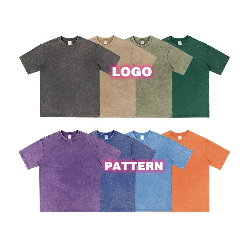Custom Groothandel Heren Shirts Drop Shoulder Designer Zwaargewicht 300 Gsm 100% Katoen Vintage Zuur Wassen T-Shirt