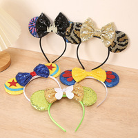 Bandeaux avec oreilles de souris pour enfants, collection 2022, accessoires pour cheveux, fête, Festival, princesse, nœud à paillettes, blanc neige