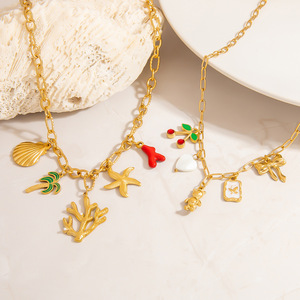 สร้อยคอสแตนเลสพร้อมจี้รูปหมีเชอร์รี่โบว์ ทนทานต่อการเปลี่ยนสี สายคล้องคอ สไตล์ยุโรปอเมริกัน เหมาะสำหรับใส่ไปชายหาด - Product Image 2