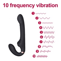 10-Gang Strapless Strapon Dildo Vibrator Weiblicher Doppel-Vibrator G-Punkt Erwachsenen-Sexspielzeug für Frauen Paare Anal-Prostata-Massagegerät