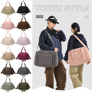 Women Fitness Bag 20-35L Large Capacity Water Resistant Yoga Travel Bag Solid Color Soft Handle Interior Compartment - Product Image 2