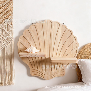 Simple wooden <b>wall</b>-<b>mounted</b> <b>shelf</b> for home living room, single-board <b>shelf</b>, solid wood <b>wall</b>-<b>mounted</b> storage rack - Product Image 2