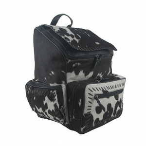 Mochila de piel de vaca genuina de estilo occidental hecha a mano para hombres y mujeres, bolso inspirado en bohemio con cierre de cremallera Vintage - Product Image 1