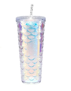 Tazza di paglia di plastica colorata da 700ml capacità Durian scala di <span class=keywords><strong>pesce</strong></span> tazza di acqua bomboniera con materiale durevole PS - Product Image 5