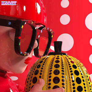 Sculpture d'art de citrouille à pois <span class=keywords><strong>Yayoi</strong></span> Kusama, leader des tendances, figurine décorative, poupée artisanale, cadeaux faits à la main, artisanat en résine - Product Image 4