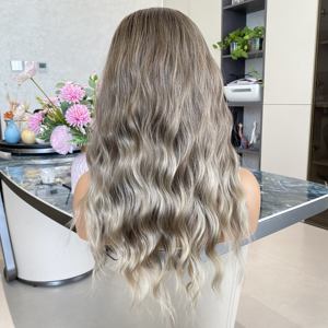 วิกผมสีน้ำตาลเข้มผสมสีบลอนด์สำหรับผู้หญิง วิกผมลูกไม้สังเคราะห์แบบ 13x4 ลอนน้ำ วิกผมพร้อมผมปลอมธรรมชาติ - Product Image 3