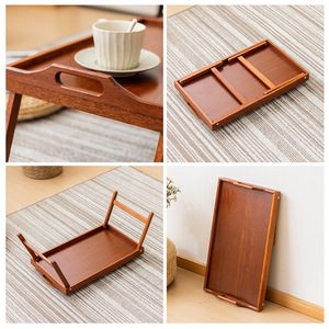 Superior Living Wooden Lazy Folding Table Multi Functional Tea Tray Bedside <b>Desk</b> For Home Bedroom Use - Product Image 4