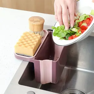 Panier de vidange d'évier de cuisine rétractable à ventouse, support de rangement suspendu pour déchets humides/secs, organisateur de déchets en plastique, séparateur de piscine à déchets - Product Image 2
