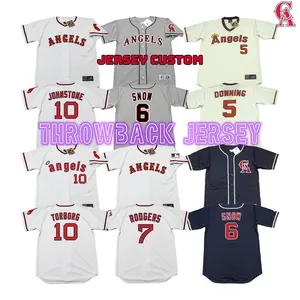 男性カリフォルニア5ブライアンダウニング6 J.t. Snow 7 Buck Rodgers 10 Jay Johnstone Jeff Torborg Throwback Baseball Jersey Stitched S-5xl