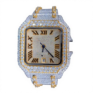 Montre-bracelet mécanique automatique pour homme, personnalisée, de haute qualité, en acier inoxydable, boîtier carré, verre, étanche 10 bars, aiguilles, moissanite - Product Image 1