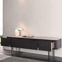 Table de console de télévision pour salon avec plateau en marbre et rangement