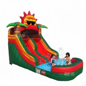 Structure gonflable pour tout-petits avec petit toboggan aquatique, toboggan aquatique gonflable commercial avec <span class=keywords><strong>piscine</strong></span>, toboggan tropical pour les fêtes d'enfants, <span class=keywords><strong>location</strong></span> - Product Image 2