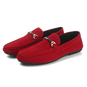 2021 all'ingrosso scarpe Casual in velluto scamosciato rosso moda mocassini formali per uomo