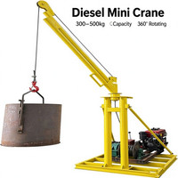 Mini-grue de levage portable 500 kg, grue à flèche motorisée à essence pour le levage de matériaux de construction sur toiture