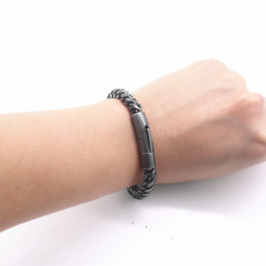yunnique Trendy Motorcycle Bracelet Black Distressed <b>Titanium</b> Steel <b>Chain</b> Magnetic Clasp Unisex Jewelry - Product Image 4
