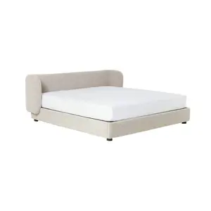 豪华大床软垫平台床，带特殊形状床头板木板支撑特大仿皮床架