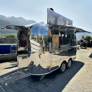 Camionnette de restauration mobile en acier inoxydable pour cuisine, barbecue, restauration rapide, boissons et glaces - Product Image 1