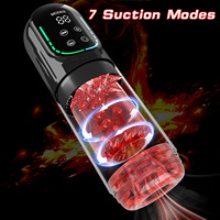 Masseur masculin automatique télescopique rotatif à double vibration et aspiration pour l'entraînement, compatible avec les masturbateurs masculins