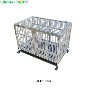 ORIENPET & OASISPET Cage pour chien pliable à double porte en acier inoxydable avec porte de mangeoire Stocks prêts JJFD13653 Cage pour animaux de compagnie