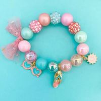 2024 moda dulce Color caramelo pulsera con cuentas pulseras con lazo para niños niñas amistad al por mayor