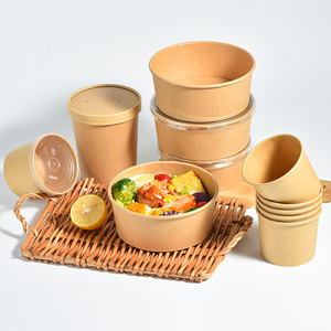 Vente directe d'usine, gobelet à soupe en papier kraft blanc, bol à nouilles personnalisé, bol à soupe jetable, bol à <span class=keywords><strong>poke</strong></span>, récipient alimentaire à <span class=keywords><strong>emporter</strong></span> - Product Image 4