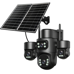 8MP四眼レンズソーラー4G <span class=keywords><strong>CCTV</strong></span> IP66防水防犯カメラ 双方向音声対応 フルカラー暗視 24時間録画 - Product Image 1