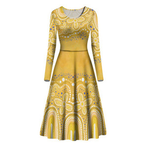 Meilleure robe <span class=keywords><strong>de</strong></span> danse à manches longues pour Autochtones d'Australie Dot Painting <span class=keywords><strong>Illustration</strong></span> Yellow Design Wholesale Dance Performance Wear - Product Image 1