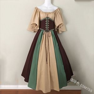 Chemise corsé vestido renacentista <span class=keywords><strong>disfraz</strong></span> Hada elfo <span class=keywords><strong>disfraz</strong></span> <span class=keywords><strong>Halloween</strong></span> mujeres vestido Medieval bata Puff mangas Elven para adultos 5XL - Product Image 3
