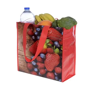 Sac à provisions non tissé stratifié par pp recyclable imprimé fait sur commande bon marché promotionnel d'image