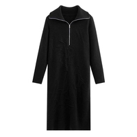 Vestido Suéter de Punto 100% Lana para Mujer, Holgado y Modesto, de Largo Midi, Manga Larga y Transpirable para Uso Diario (OEM)