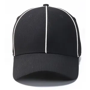 कस्टम लोगो उच्च प्रोफ़ाइल सादे काले सज्जित बेसबॉल टोपी रेफरी टोपी