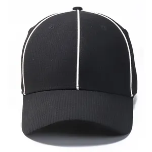 Gorra de béisbol ajustada para árbitro, Logo personalizado de alto perfil, color negro liso - Product Image 2
