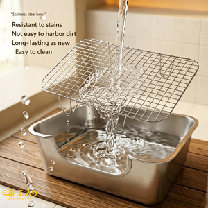 Cage à <span class=keywords><strong>lapin</strong></span> multifonction en acier inoxydable avec grille, anti-fuite, anti-rayures, bac à litière pour petit chien et litière pour chat - Product Image 4