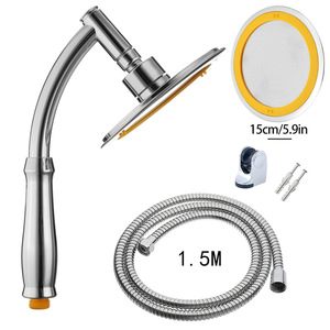 QY <b>Shower</b> <b>Head</b> Set 15cm Stainless Steel Flexible Hose 1.5M For Bathroom - Product Image 1