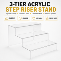 Étagère d'angle de bureau personnalisée à 3 niveaux en métal, épaissie de 5 mm, avec support d'escalier transparent, montage facile pour figurines et jouets