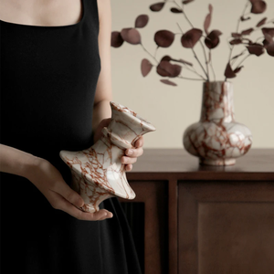 SAIDKOCC D15.5x18cm 테이블 선반 용 이탈리아 대리석 꽃병 벽난로 입구 칼라 카타 홈 장식용 붉은 꽃병 - Product Image 3