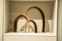 Ensemble haut de gamme de décorations artisanales en verre en forme de dôme, motif pont arc-en-ciel coloré, pour la maison