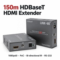 Extender HDMI HDBaseT 150m 1080p60 Melalui Cat6a dengan PoC Power, IR Bidirectional, dan Kit Transmitter Receiver RS232