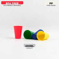 Gobelet à eau en plastique PP de qualité alimentaire, design classique, multicolore, 400 ml (14 oz), largement utilisé pour les voyages, avec fonction résistante à la chaleur