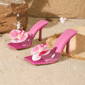 Best Seller Peep Toe Heels 2025 New Women's Shoes Pointed Satin Temperament Ladies <b>Sandals</b> - Product Image 3