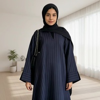 Nouvelle Abaya Fermée 2026 – Robe Musulmane Rayée Tendance de Dubaï pour le Ramadan et l'Aïd, Idéale au Quotidien |   Vêtements islamiques élégants pour femmes