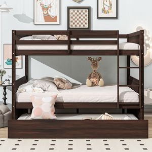 Cama litera de madera maciza con cajón de almacenamiento para dormitorio infantil, color marrón rojizo, tamaño individual - Product Image 4