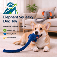 Jouet pour chien en peluche éléphant à longue trompe, couineur, résistant aux morsures, pour la mastication, le jeu interactif, le tirage, la stimulation énergétique et le soulagement de l'ennui