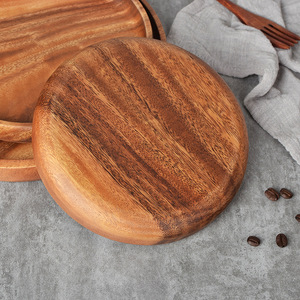 Walnut Wood <b>Round</b> <b>Serving</b> <b>Trays</b> 17cm 20cm 25cm 30cm For Fruit Tea Dinner Use - Product Image 3